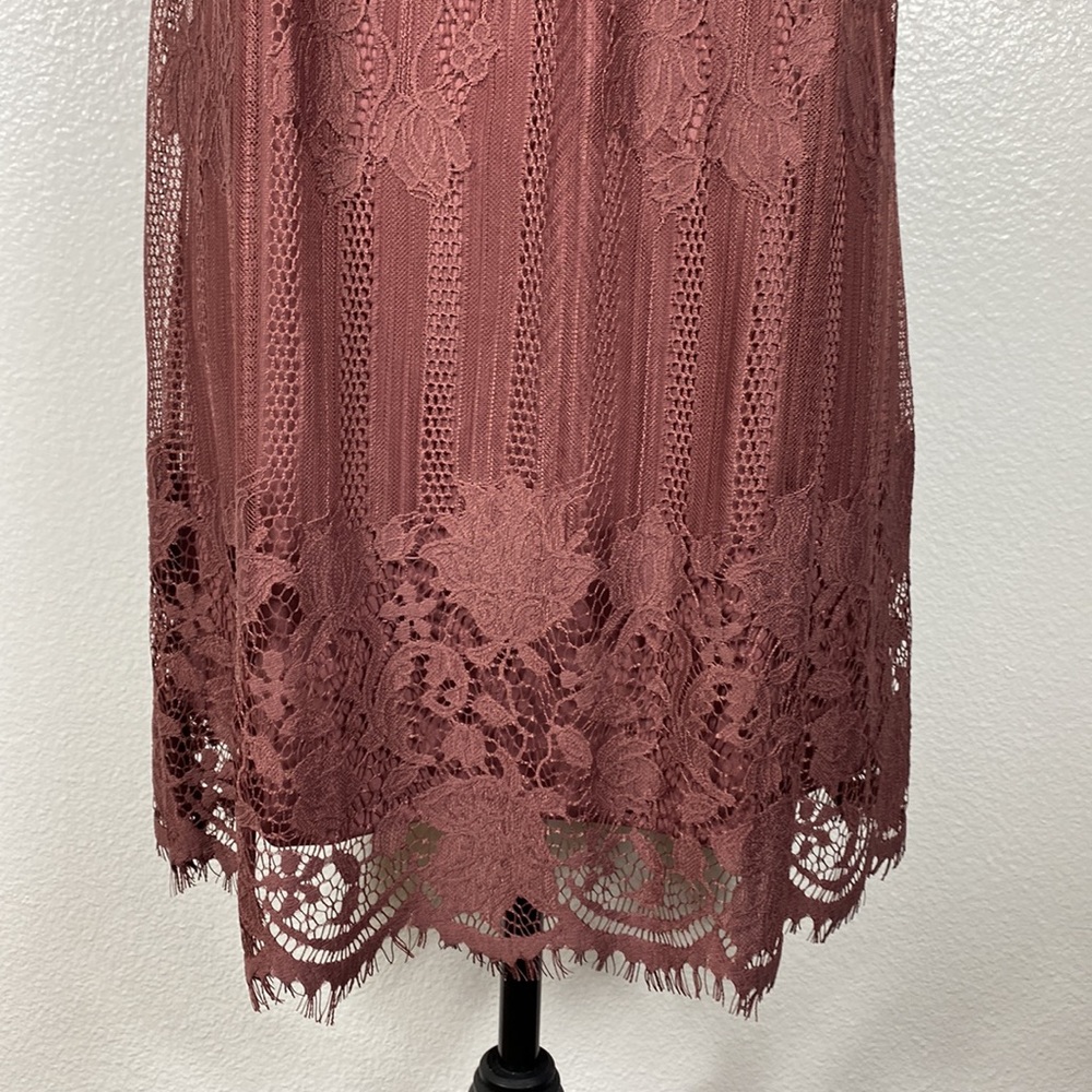 No Boundaries Rustic Brick Lace Mini Dress - Picture 4 of 13